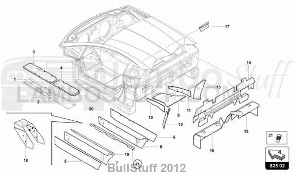 2016 Lamborghini AVENTADOR SV LP750-4 ROADSTER JAPAN DAMPER FOR TUNNEL (825.02.00)